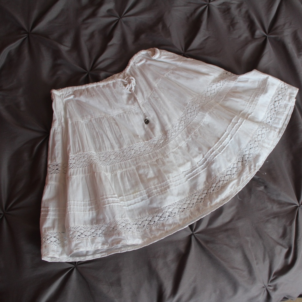 Hollister White Cotton Skirt
